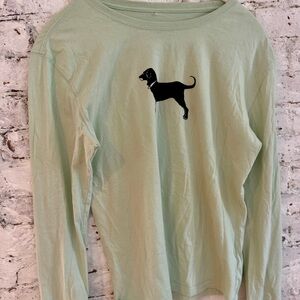 The Black Dog Mint Green Long Sleeve Tee with Black Dog Silhouette